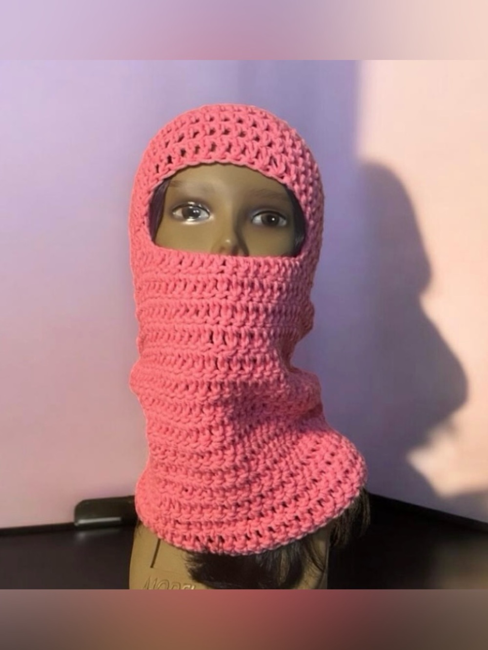 Pink Handmade Crochet Balaclava - Picture 1 of 4